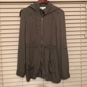 New York & Company olive green light zip up jacket